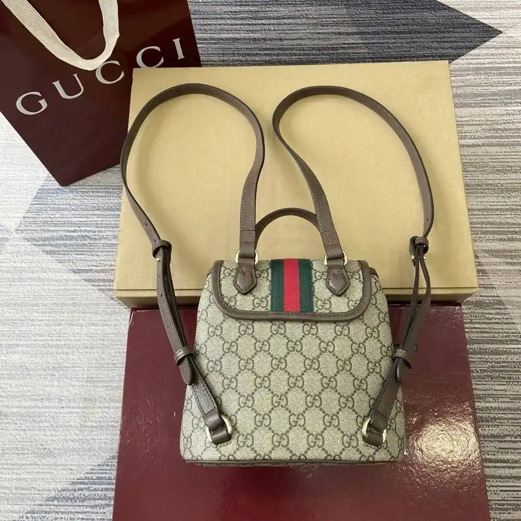 Gucci Ophidia Small backpack 836854 Beige and dark brown
