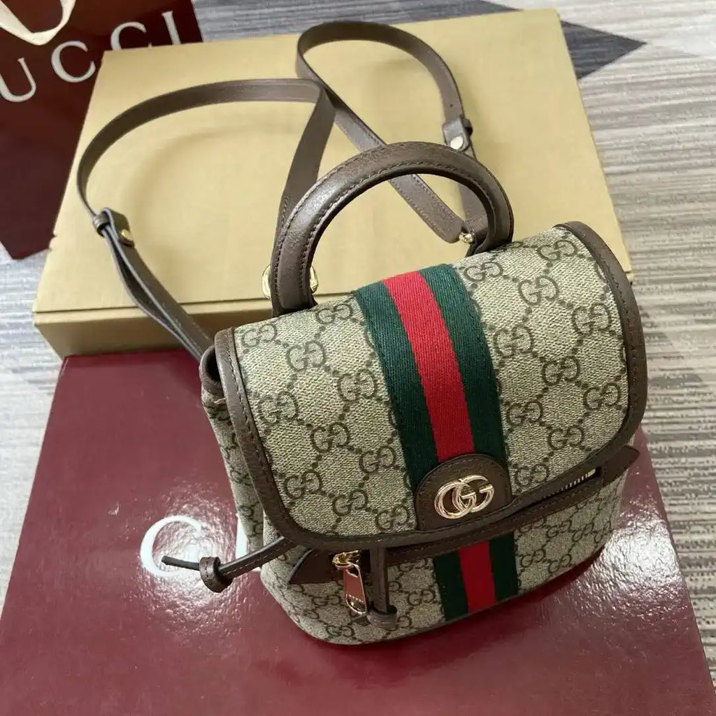 Gucci Ophidia Small backpack 836854 Beige and dark brown