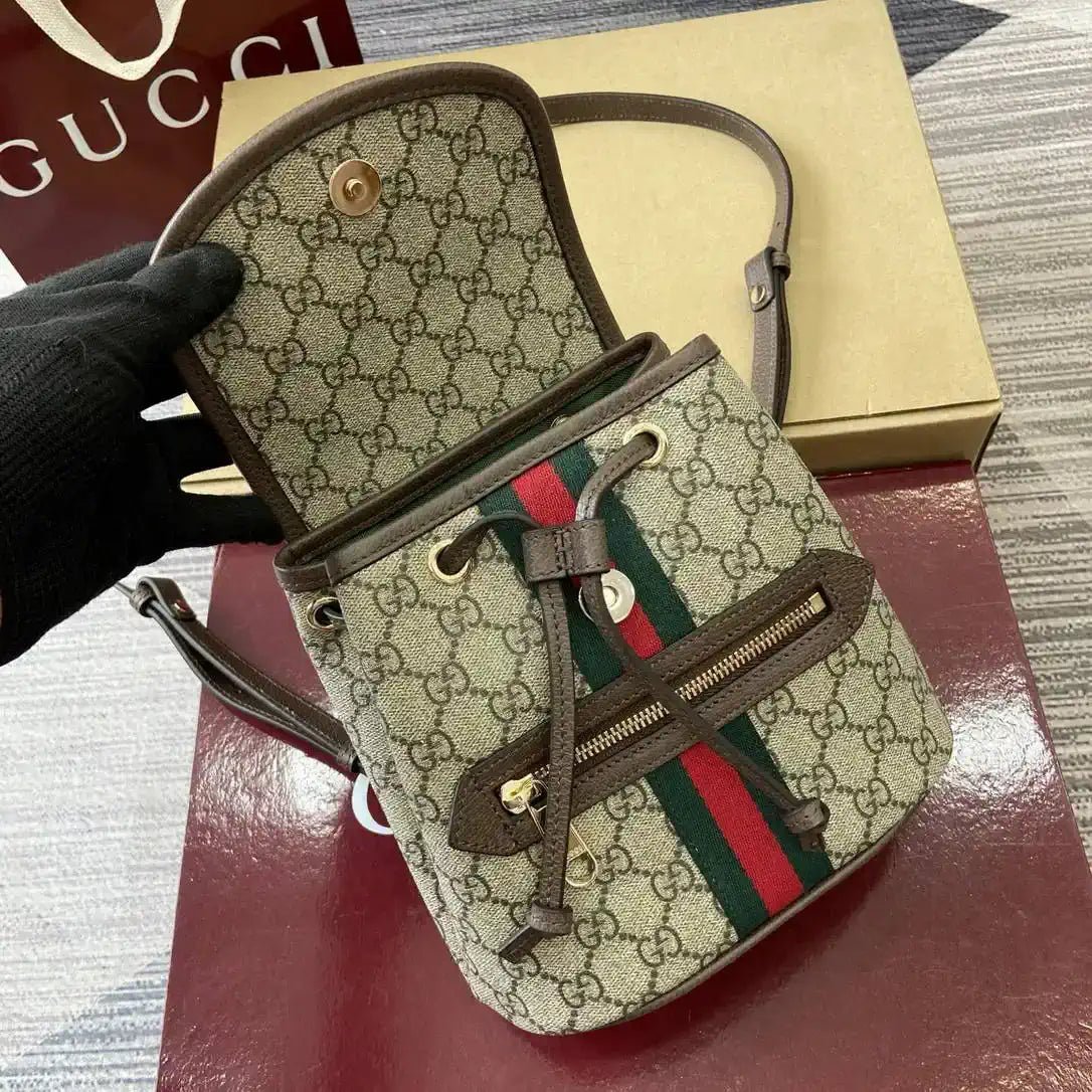 Gucci Ophidia Small backpack 836854 Beige and dark brown