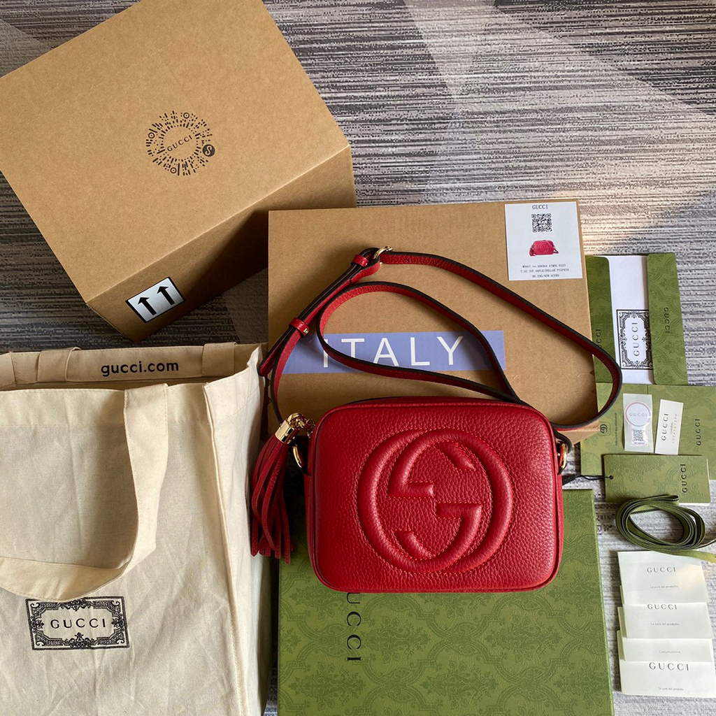 Gucci 308364 Soho small leather crossbody-bags disco bag Red