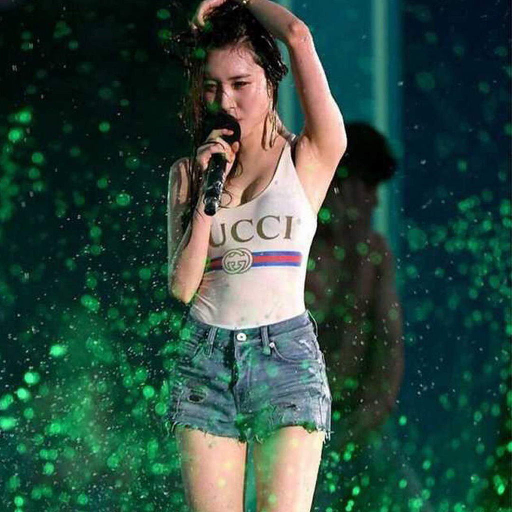 Gucci Sparkling swimsuit with Gucci logo 501899 White