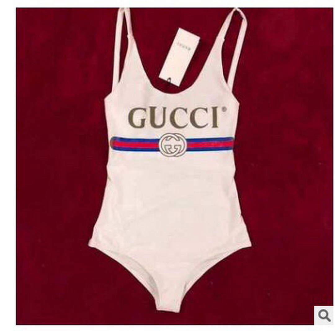 Gucci Sparkling swimsuit with Gucci logo 501899 White