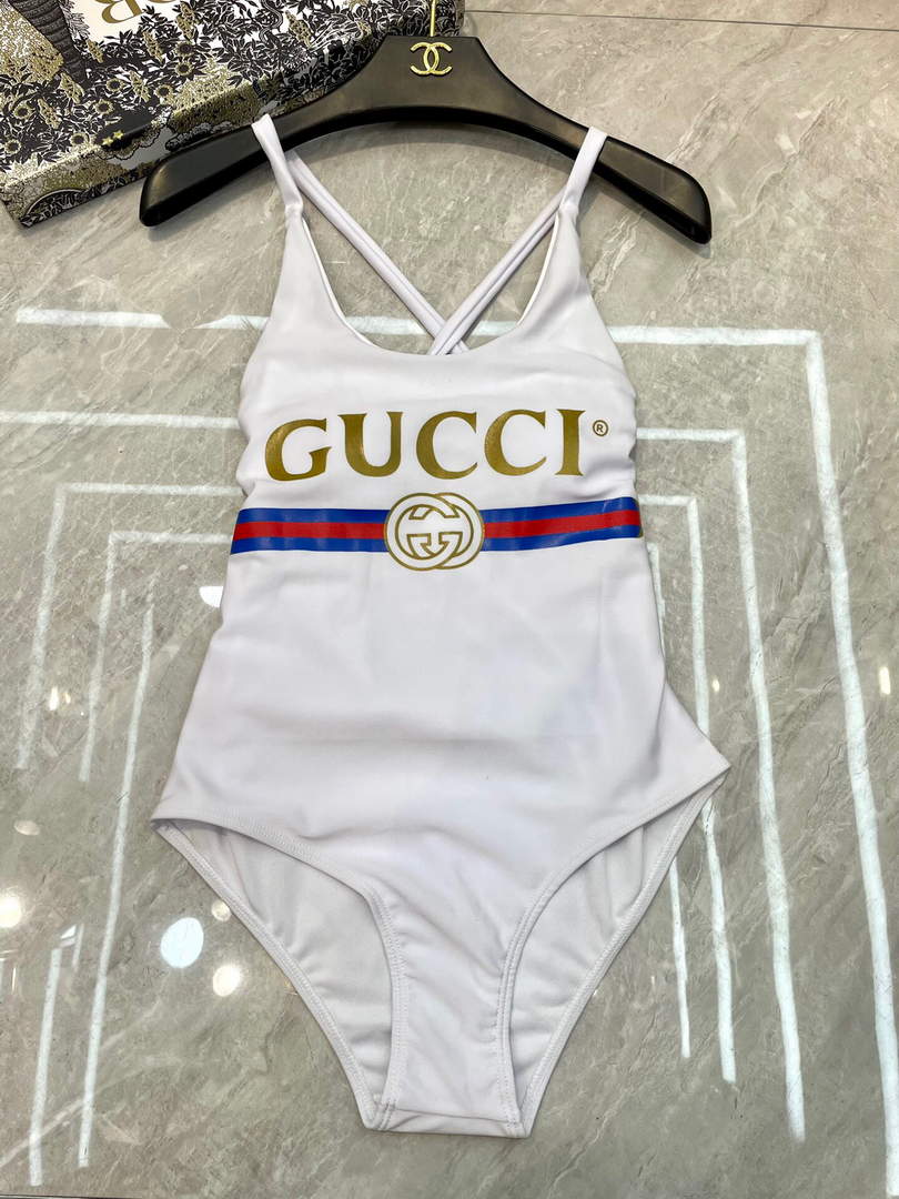 Gucci Sparkling swimsuit with Gucci logo 501899 White