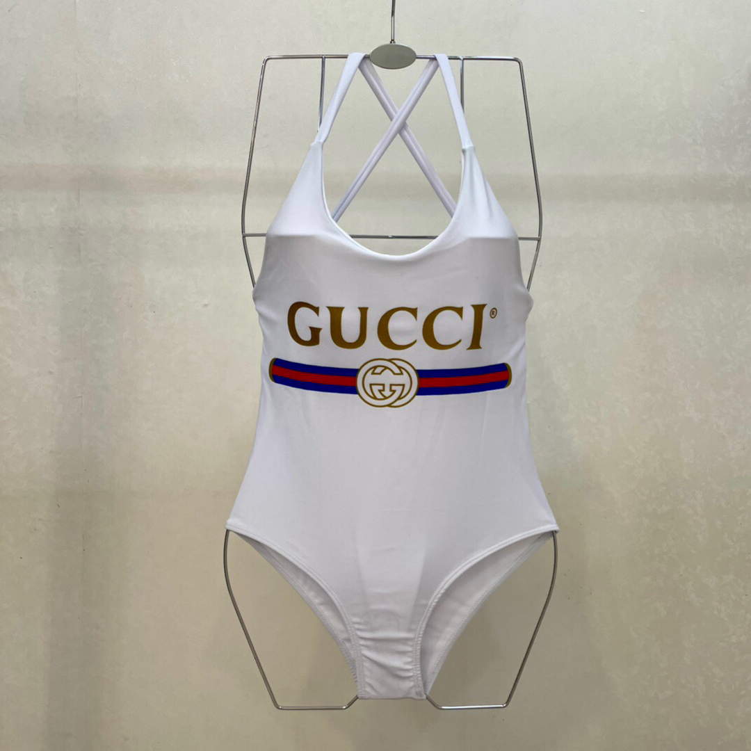Gucci Sparkling swimsuit with Gucci logo 501899 White
