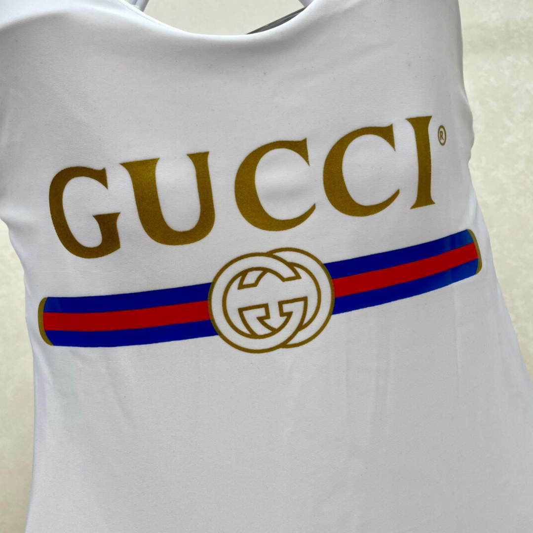 Gucci Sparkling swimsuit with Gucci logo 501899 White
