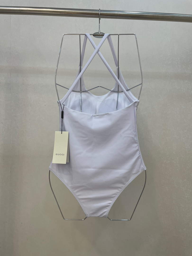 Gucci Sparkling swimsuit with Gucci logo 501899 White