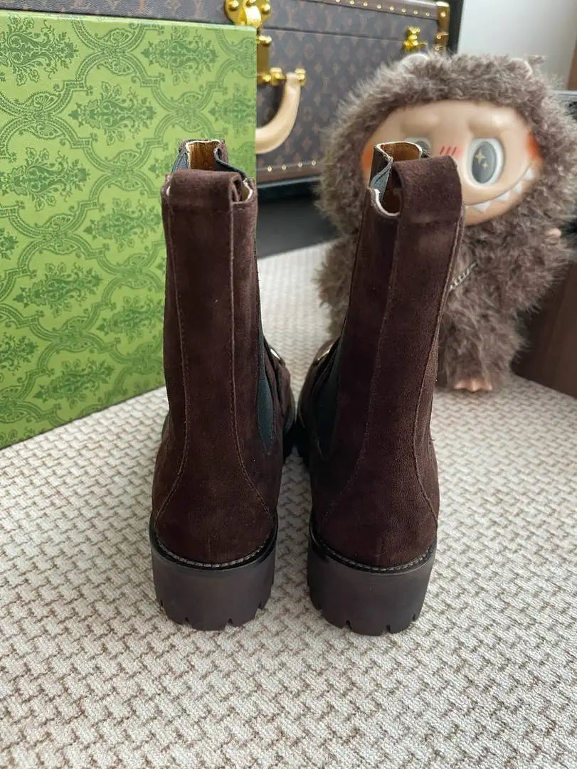 Gucci Women ankle boot with Horsebit suede G77354