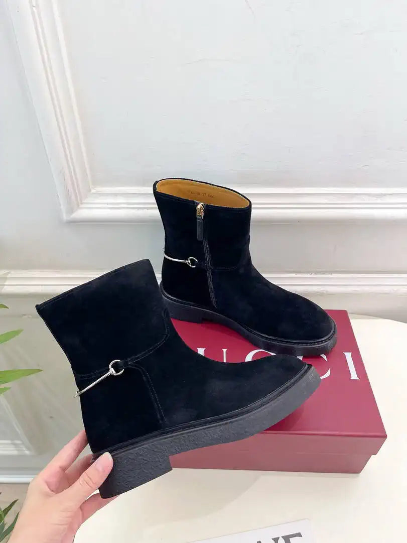 Gucci Women Classic Horsebit Ankle Boots G77376
