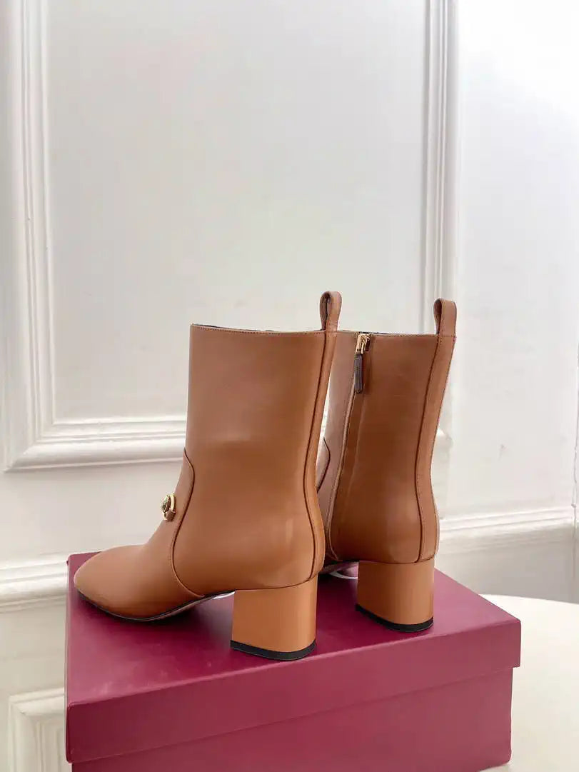 Gucci Women Classic horsebit chunky heel ankle boots G77359