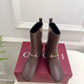 Gucci Women Classic horsebit chunky heel ankle boots G77360