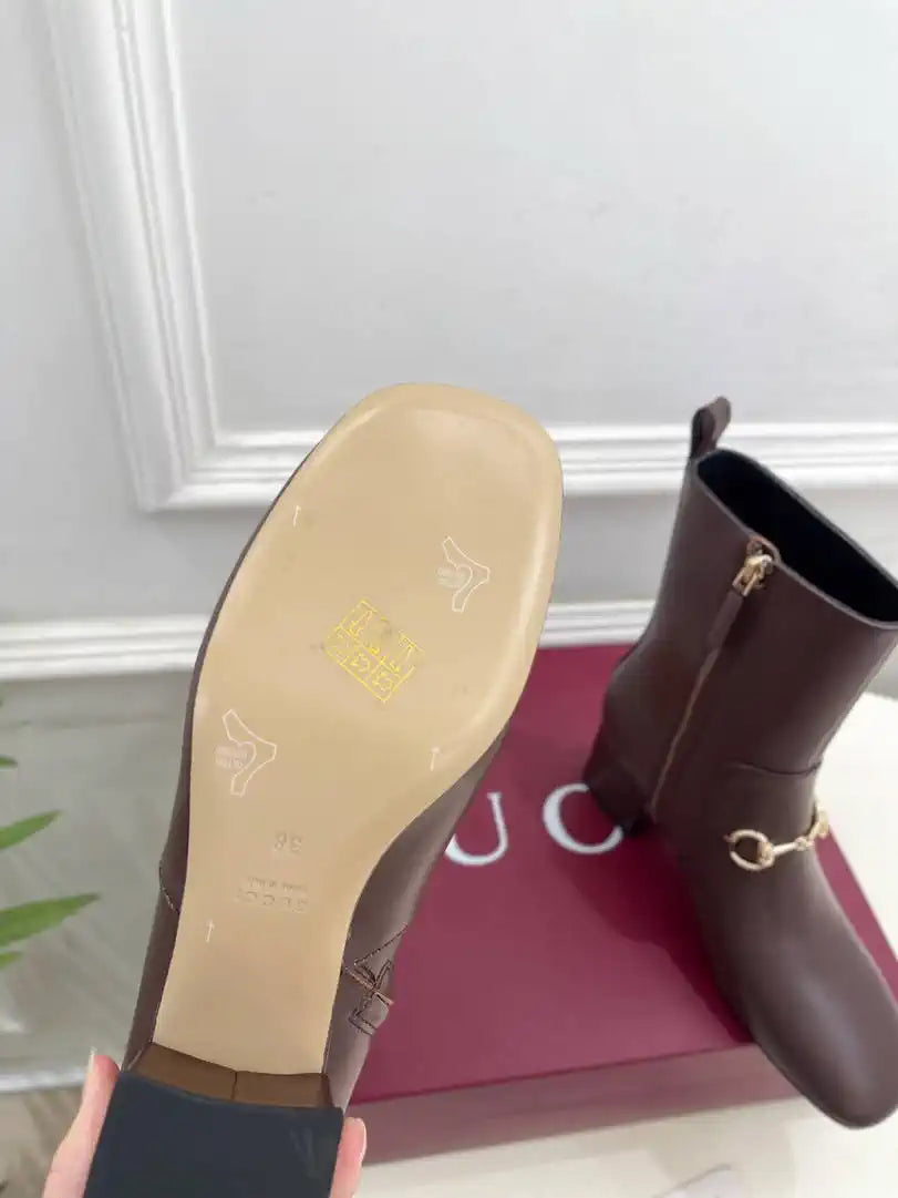 Gucci Women Classic horsebit chunky heel ankle boots G77360