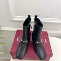 Gucci Women Classic horsebit chunky heel ankle boots G77362