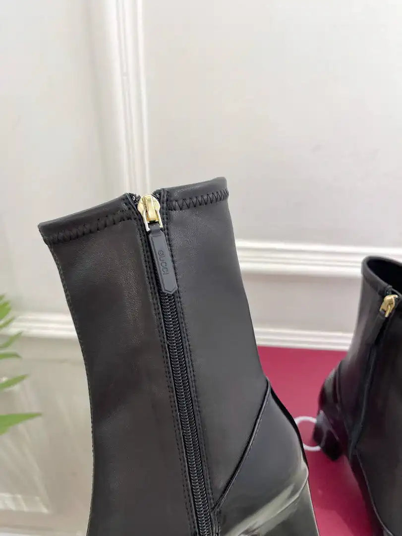 Gucci Women Classic horsebit chunky heel ankle boots G77361