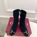Gucci Women Classic horsebit chunky heel ankle boots G77364