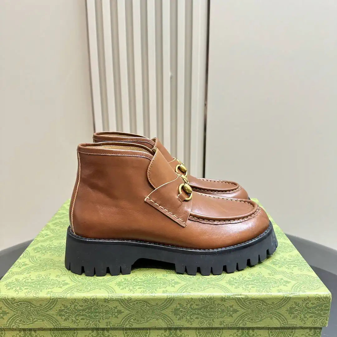 Gucci Women Classic horsebit  High-top casual ankle boots G77380