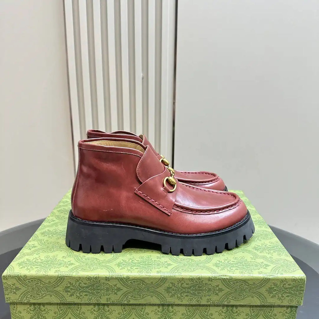 Gucci Women Classic horsebit  High-top casual ankle boots G77381