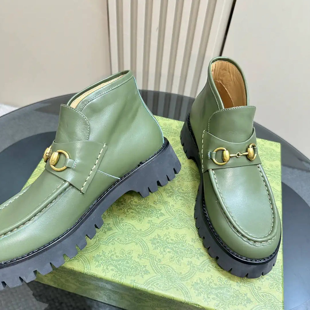 Gucci Women Classic horsebit  High-top casual ankle boots G77383