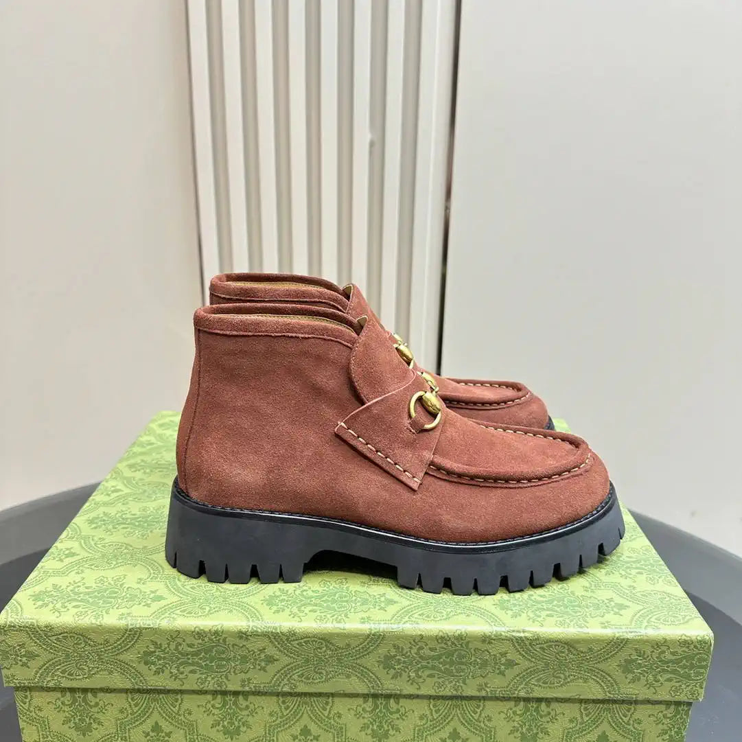 Gucci Women Classic horsebit  High-top casual ankle boots G77386