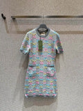Gucci Women Colorful letter jacquard knitted skirt Sweater G11115