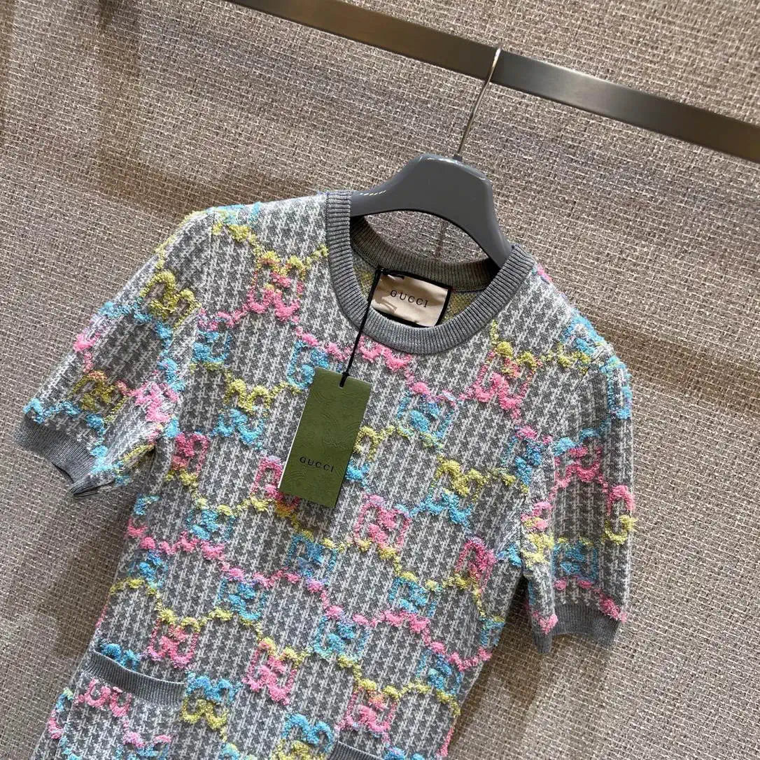 Gucci Women Colorful letter jacquard knitted skirt Sweater G11115