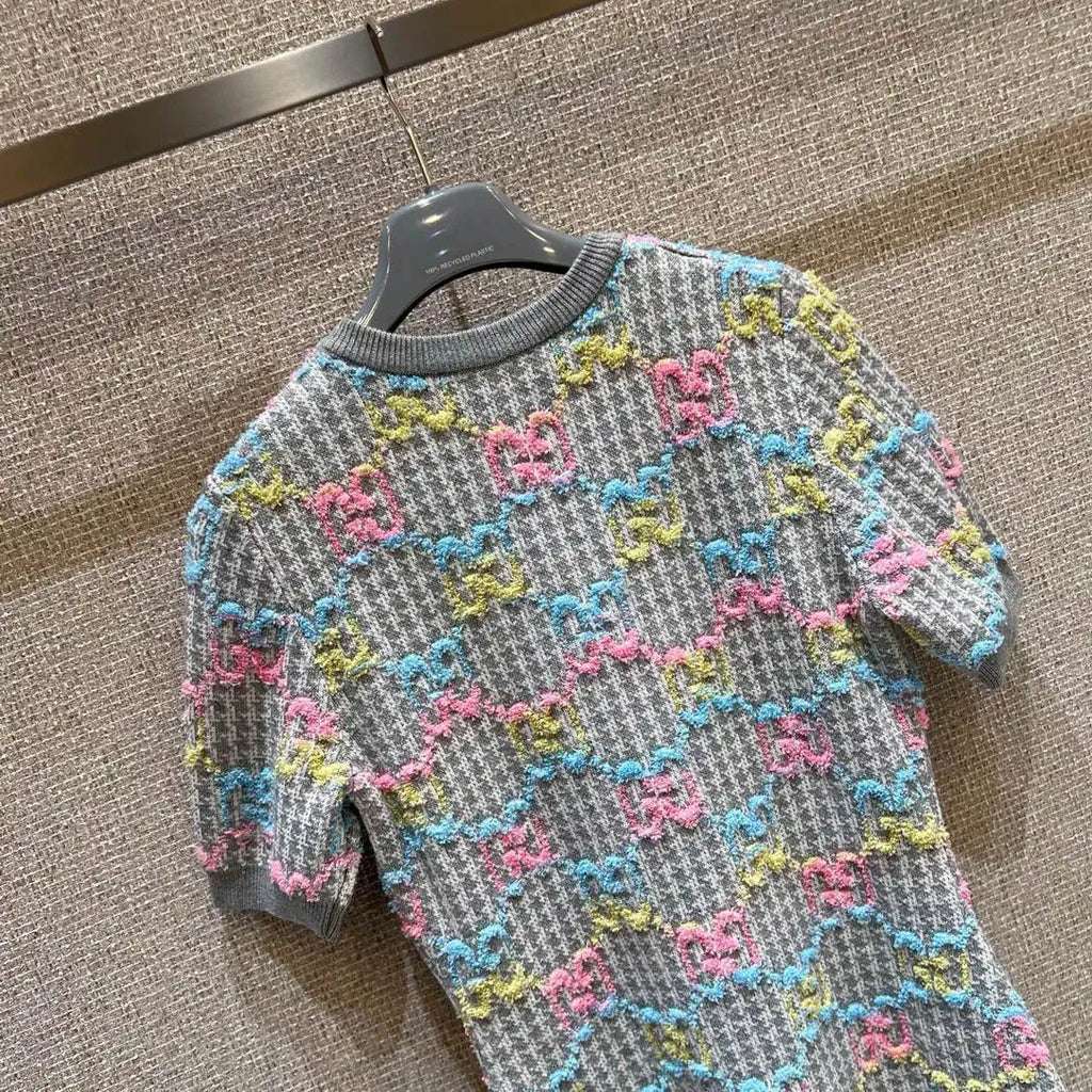Gucci Women Colorful letter jacquard knitted skirt Sweater G11115