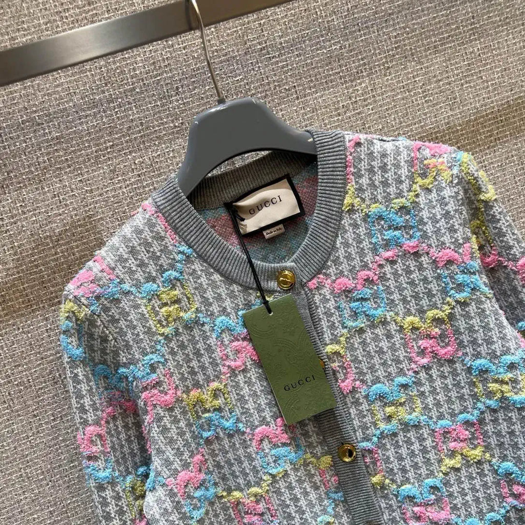 Gucci Women Colorful letter jacquard woven Cardigan G11107
