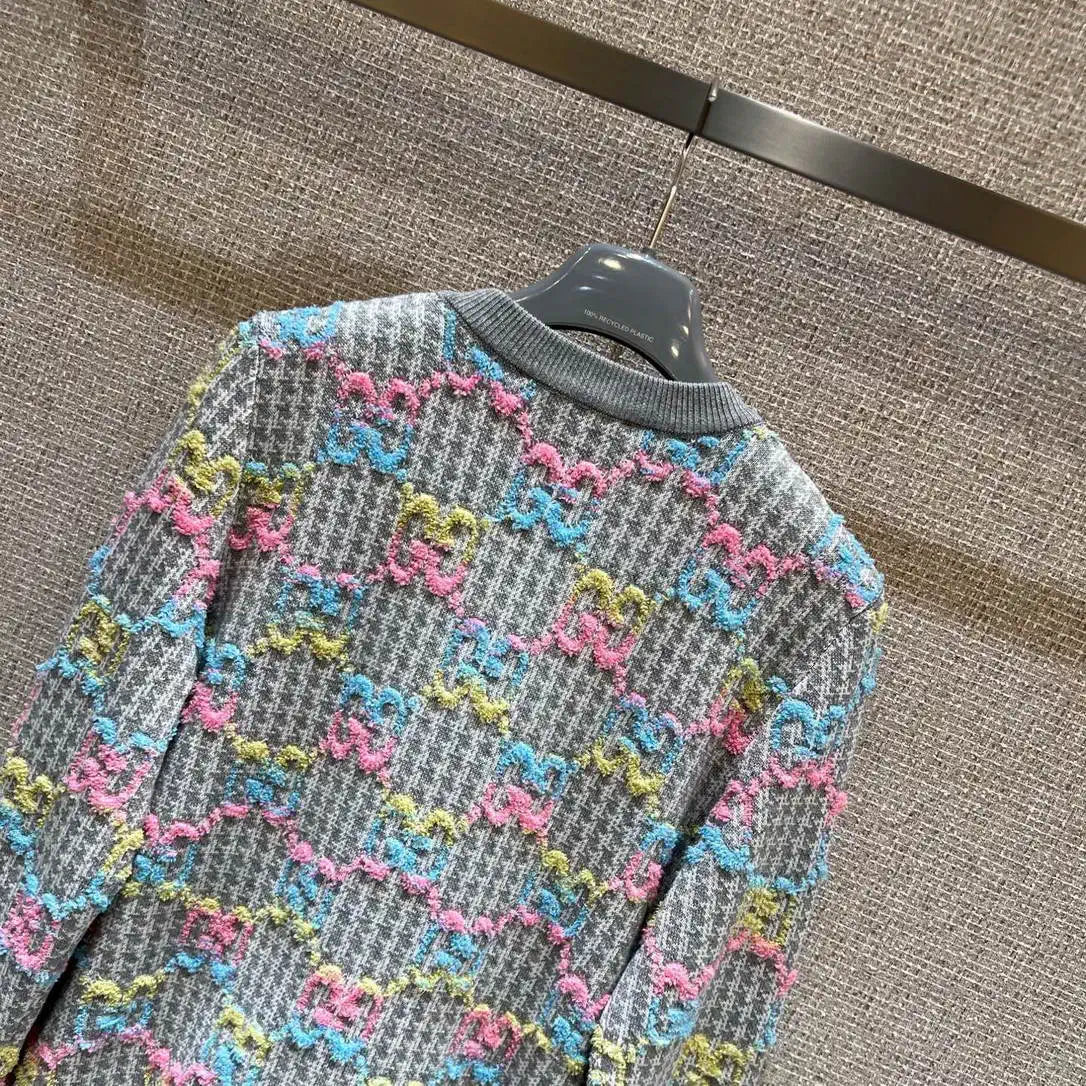 Gucci Women Colorful letter jacquard woven Cardigan G11107