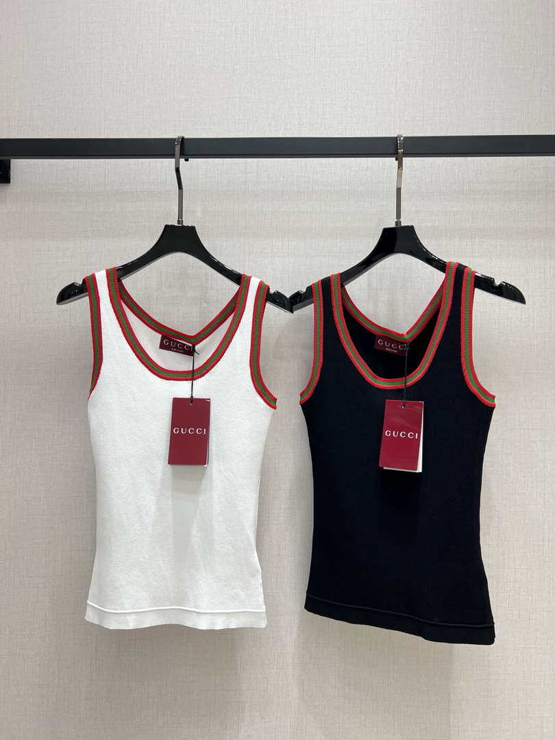 Gucci Women Contrast ribbed knit vest  G85275