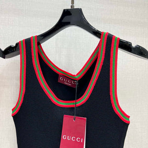 Gucci Women Contrast ribbed knit vest  G85275 - Black / S - View 2