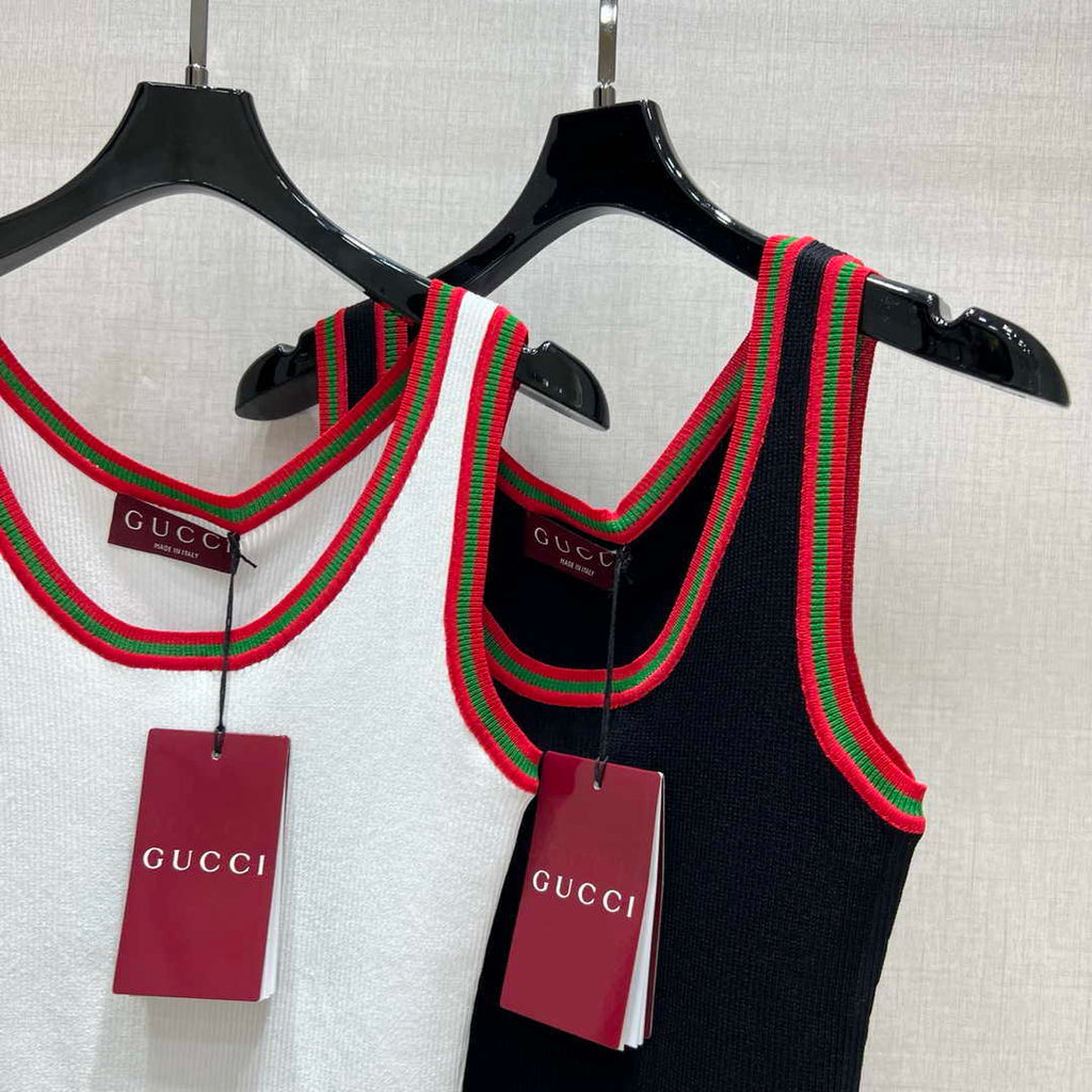 Gucci Women Contrast ribbed knit vest  G85275
