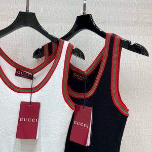 Gucci Women Contrast ribbed knit vest  G85275 - Black / S - View 4