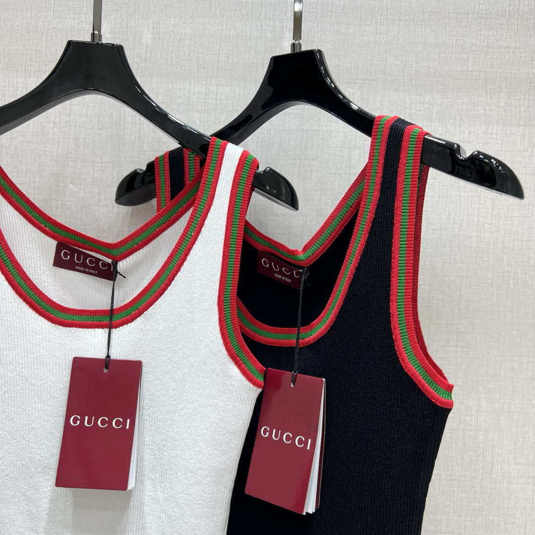 Gucci Women Contrast ribbed knit vest  G85275