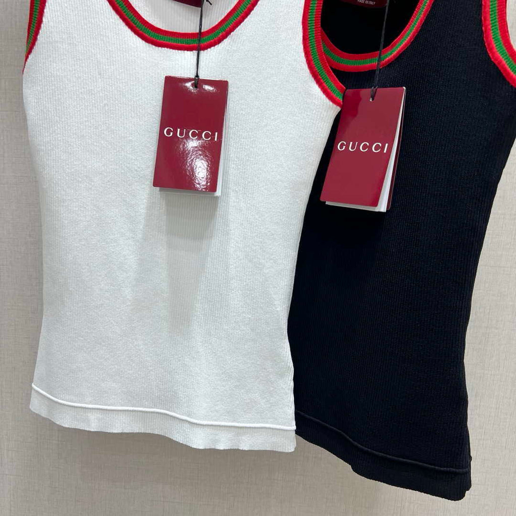 Gucci Women Contrast ribbed knit vest  G85275