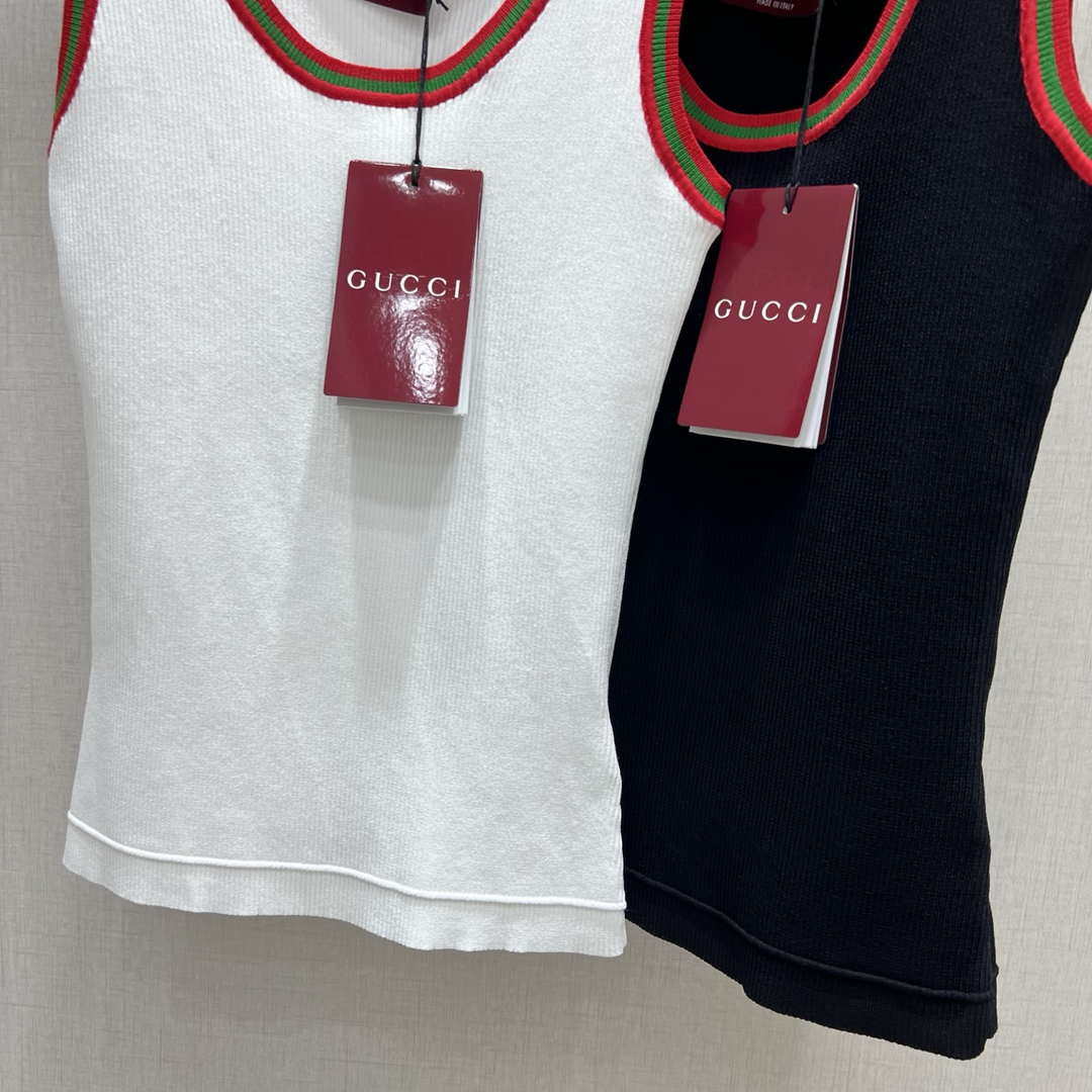 Gucci Women Contrast ribbed knit vest  G85275