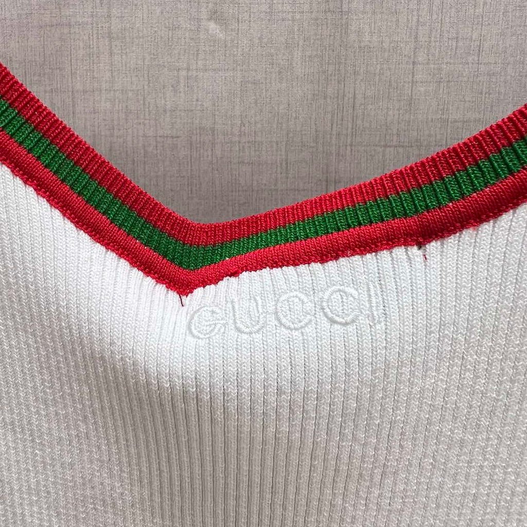 Gucci Women Contrast ribbed knit vest  G85275