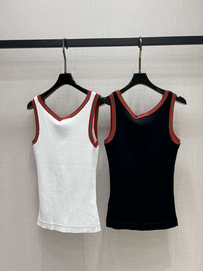 Gucci Women Contrast ribbed knit vest  G85275
