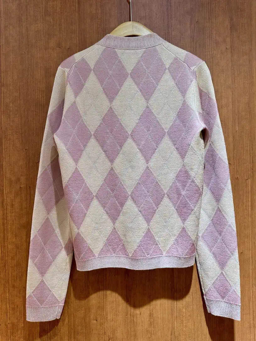 Gucci Women Diamond jacquard gold-thread knitted cardigan  G11105