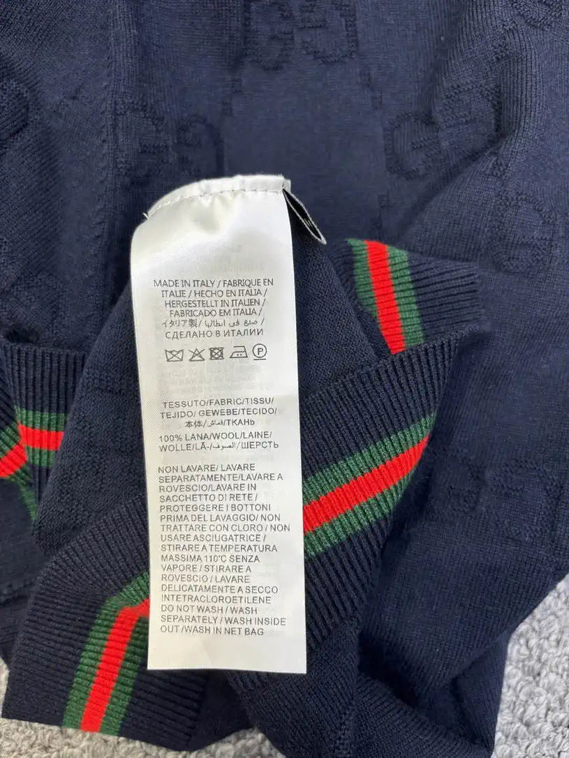 Gucci Women Double C logo jacquard Cardigan Sweater Wool G11110