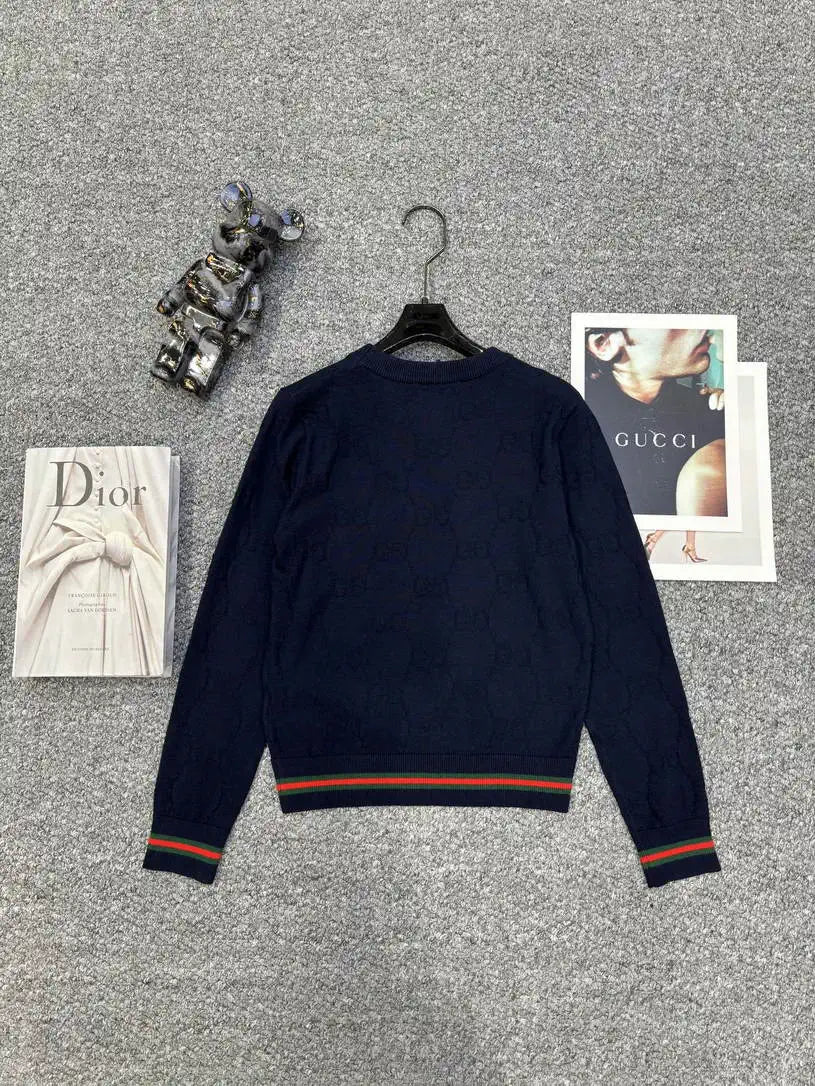 Gucci Women Double C logo jacquard Cardigan Sweater Wool G11110