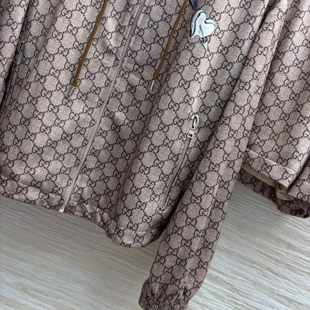 Gucci Women Fashion Double G jacquard leisure suit Hooded zip-up jacket G88001