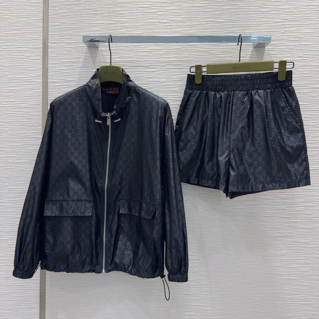 Gucci Women Fashion GG jacquard leisure suit Hooded zip-up jacket G88003