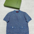 Gucci Women GG blue striped short sleeves G85272 - S - View 1
