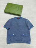Gucci Women GG blue striped short sleeves G85272