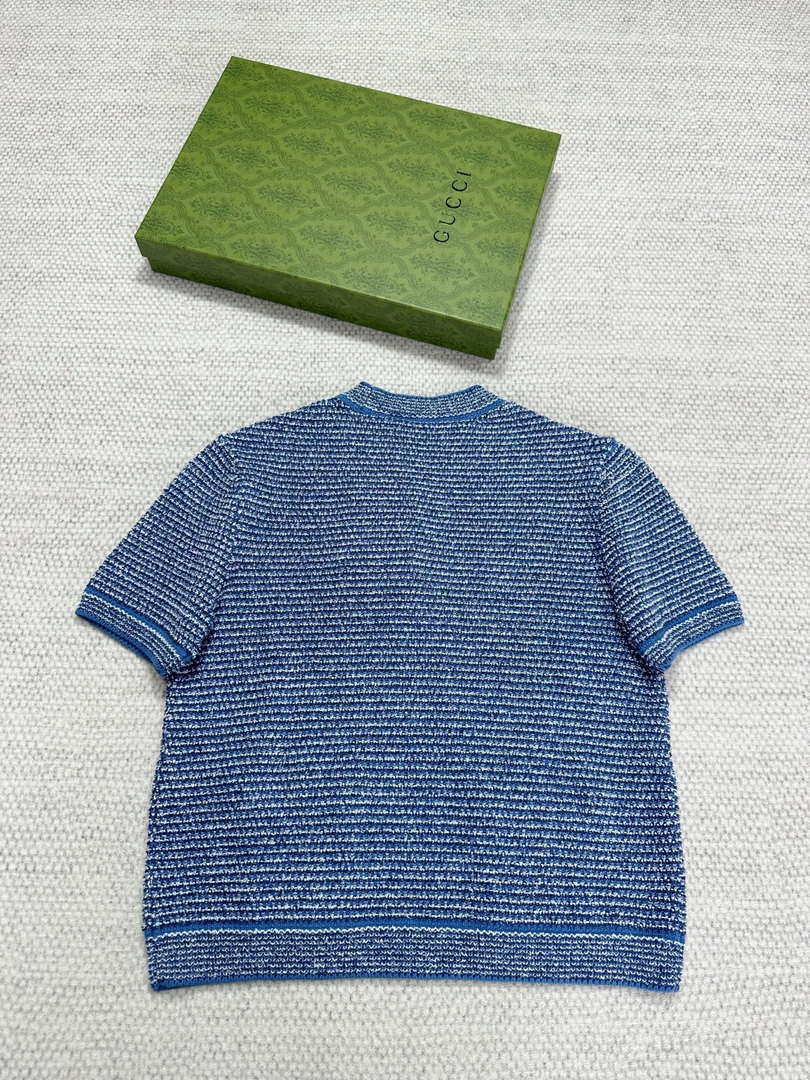 Gucci Women GG blue striped short sleeves G85272