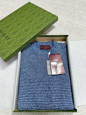 Gucci Women GG blue striped short sleeves G85272 - S - View 3