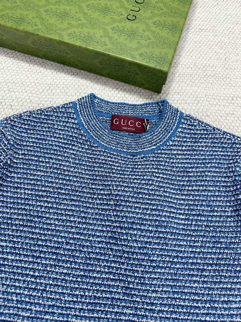 Gucci Women GG blue striped short sleeves G85272
