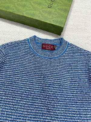 Gucci Women GG blue striped short sleeves G85272 - S - View 4