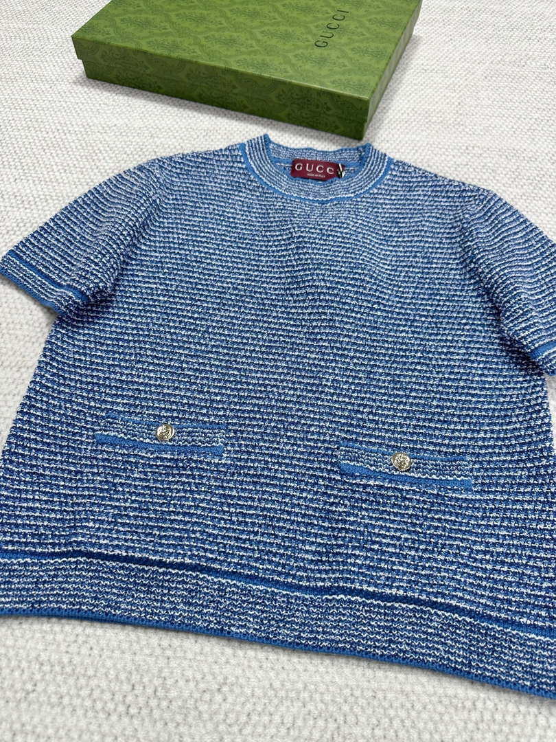 Gucci Women GG blue striped short sleeves G85272