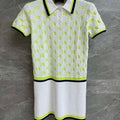 Gucci Women GG intarsia pattern Ivory and lime green dress G85264 - S - View 1