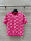 Gucci Women jacquard full-length GG wool short-sleeved top G85260